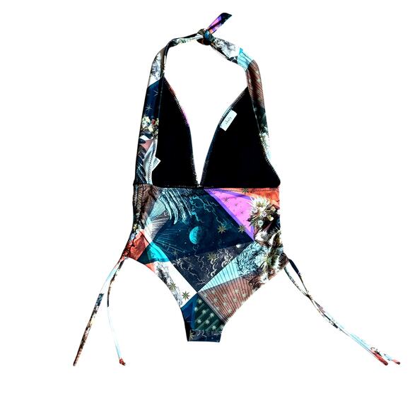 Chufy One Piece Swimsuit Size XS Printed Halter Made in Spain Stretchy Fabric - Picture 4 of 16